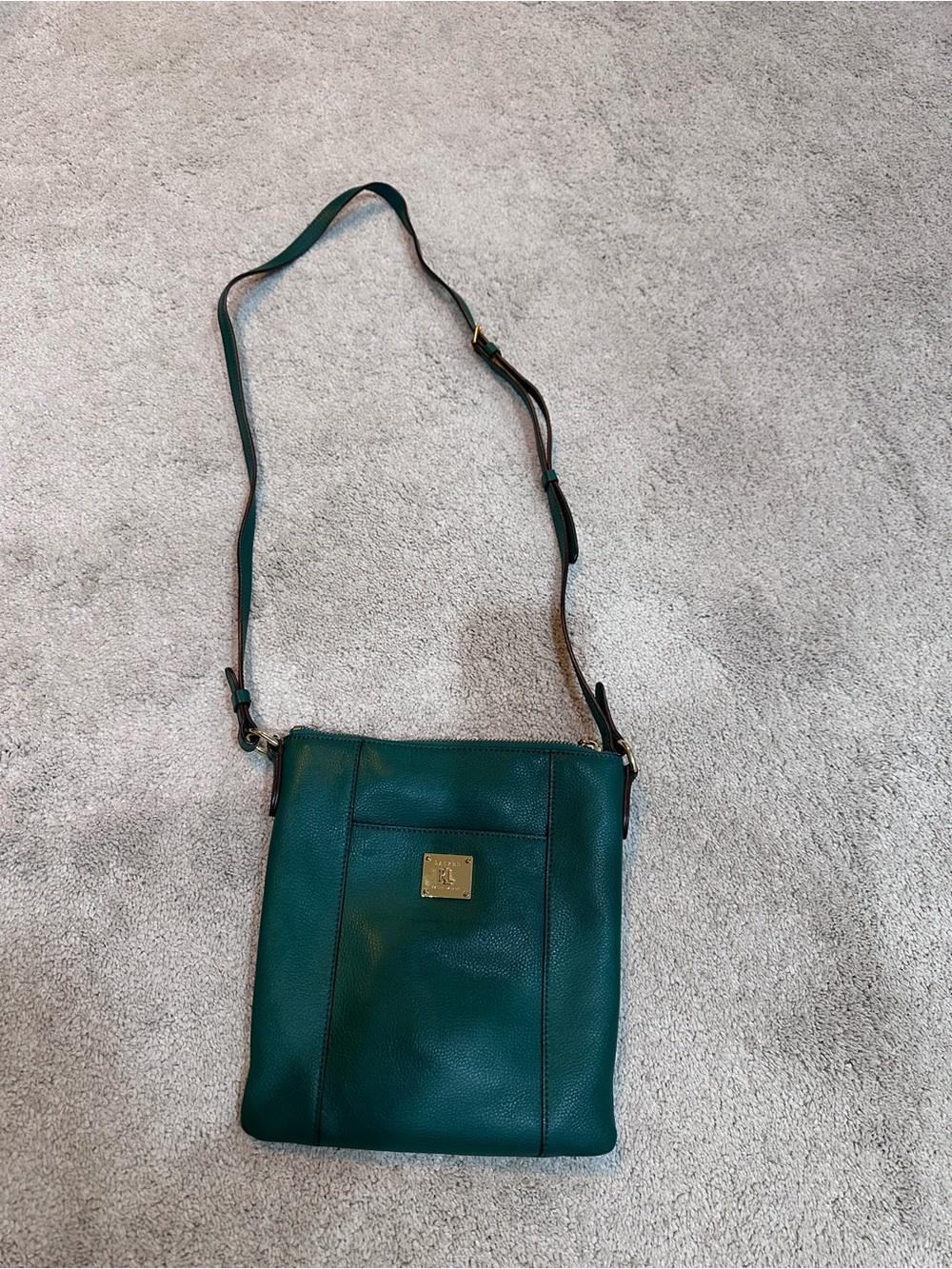 Ralph Lauren Teal Pebbled Leather Crossbody Bag